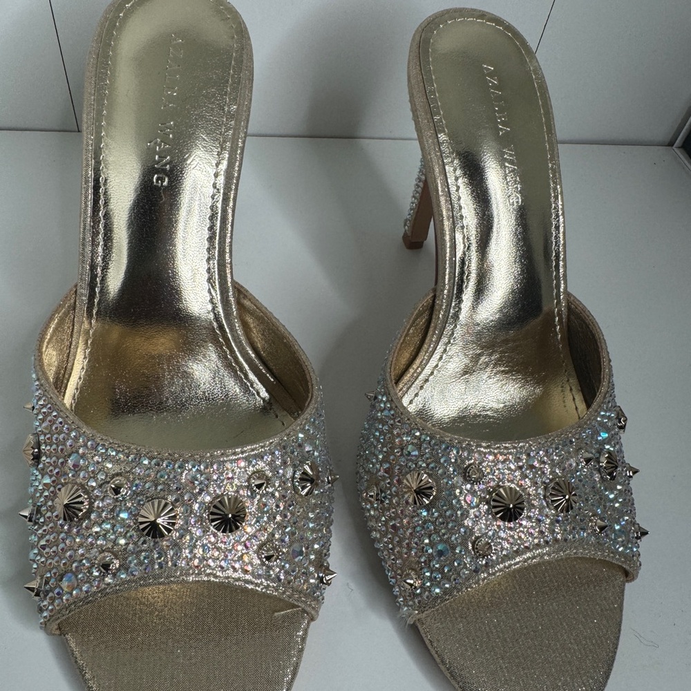 Azalea Wang Gold Embellished Sandals